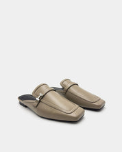 Pair of beige leather mules for women