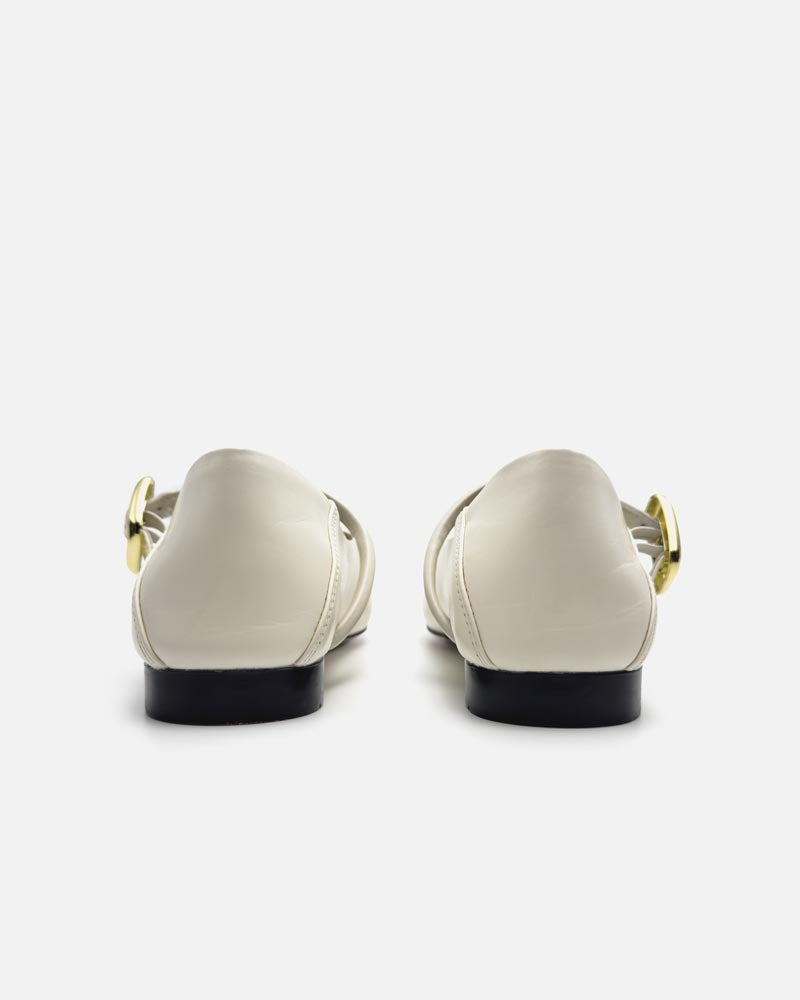 Back view of women's flat Mary Jane shoes