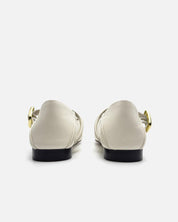 Back view of women's flat Mary Jane shoes