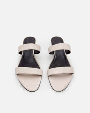 Top view of nude leather strappy sandals