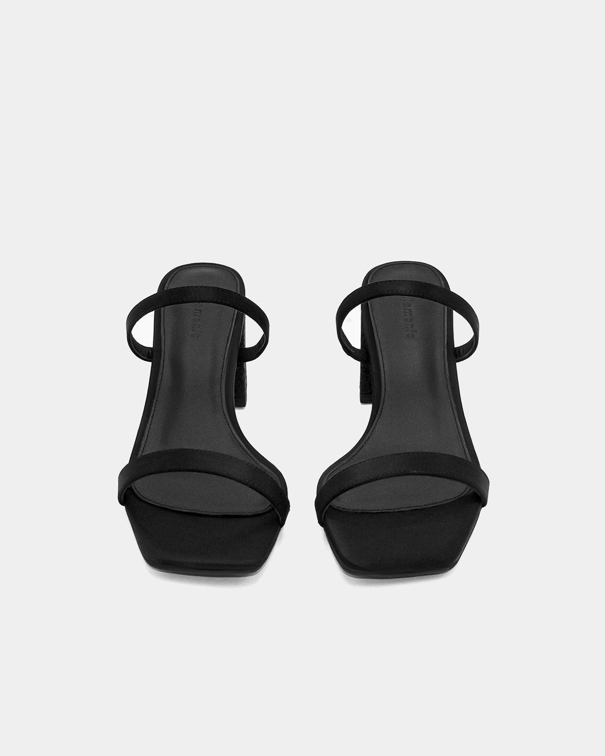 satin sandals with block heel for all-night comfort