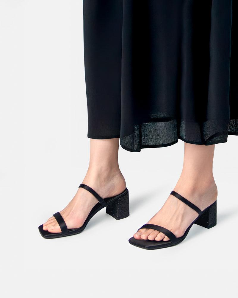 women’s black sandals with comfortable block heel for every formal occasion