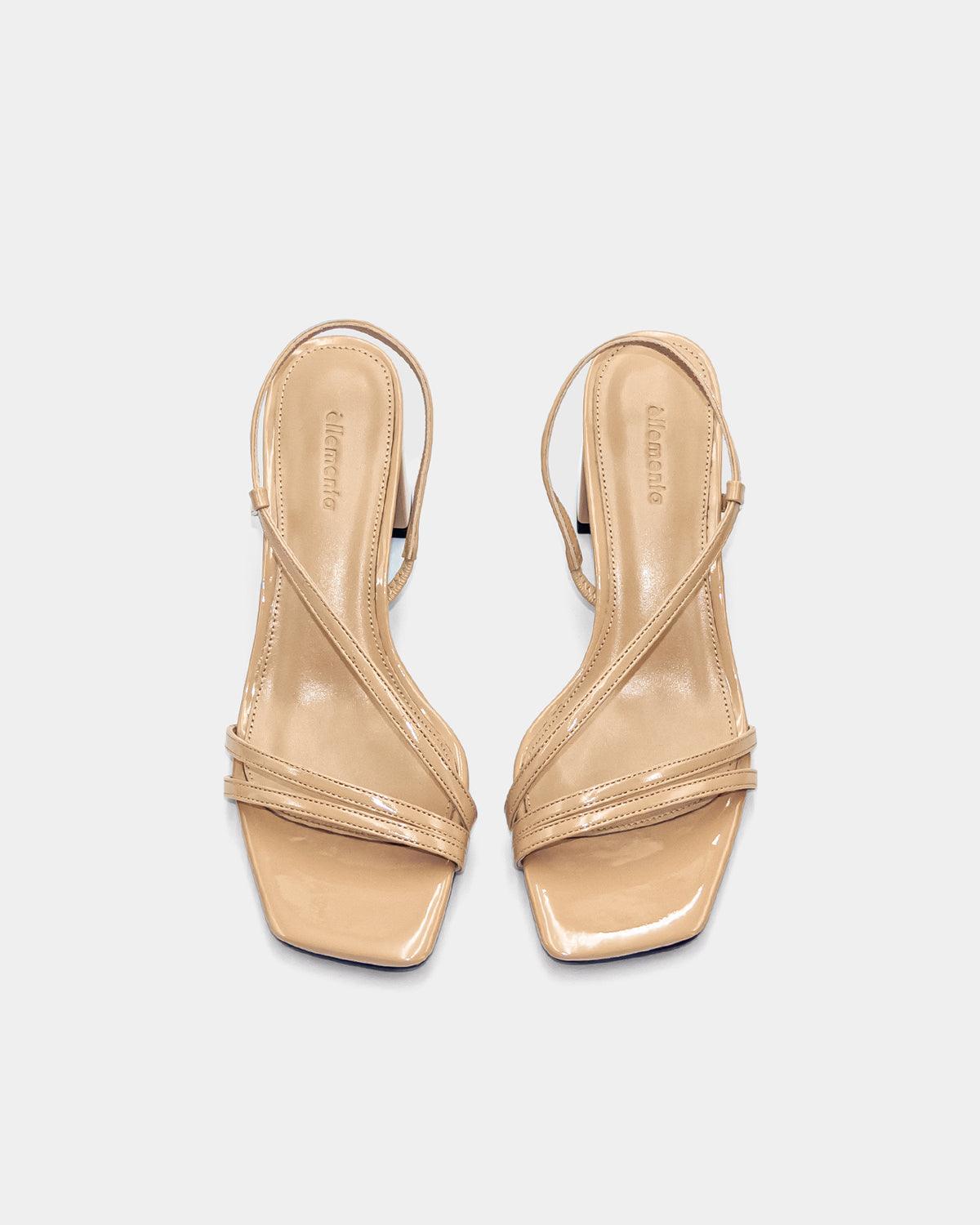 Beige Strappy block heel sandal  wide fit Australia