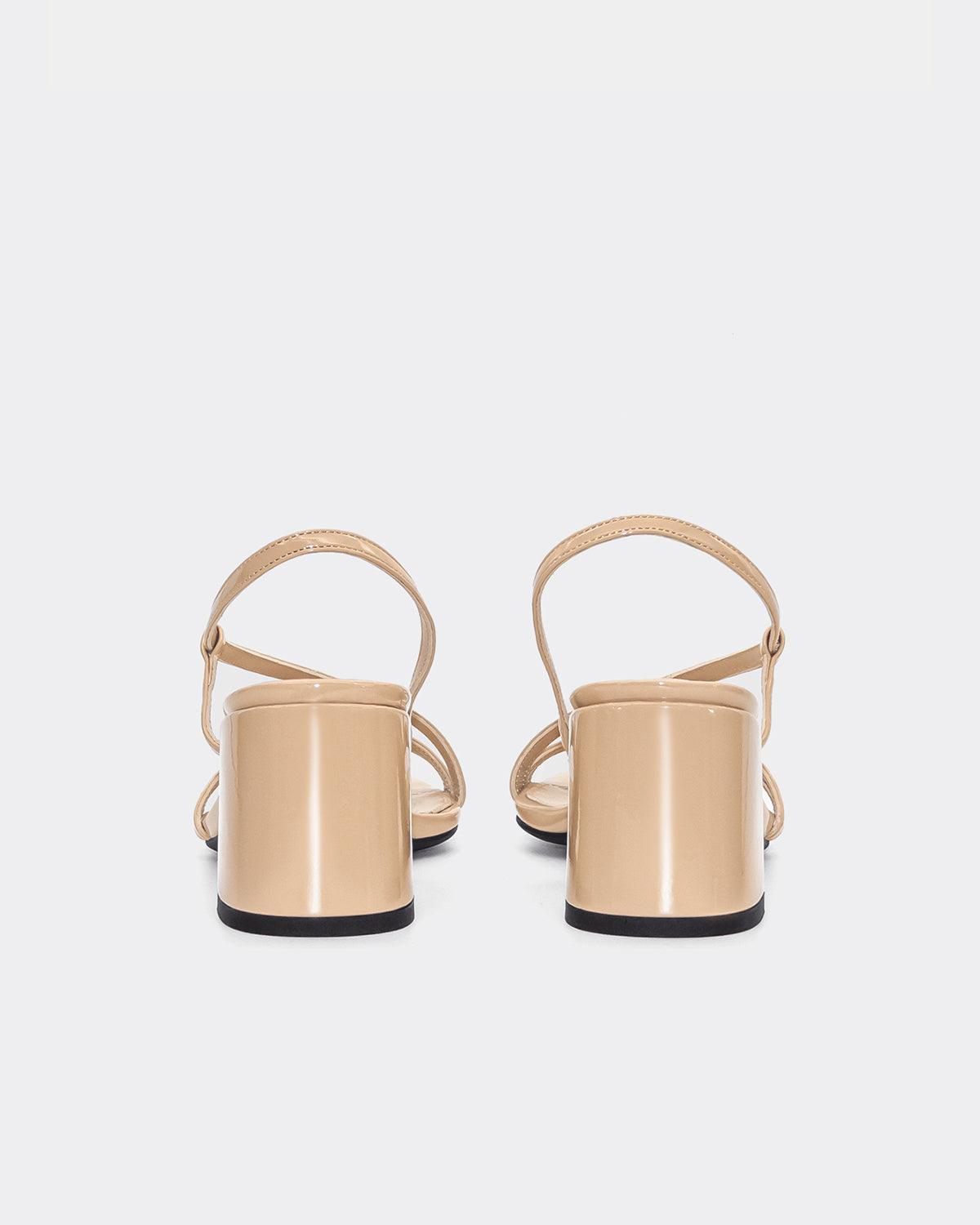 Beige slingback block heel strappy sandal Australia