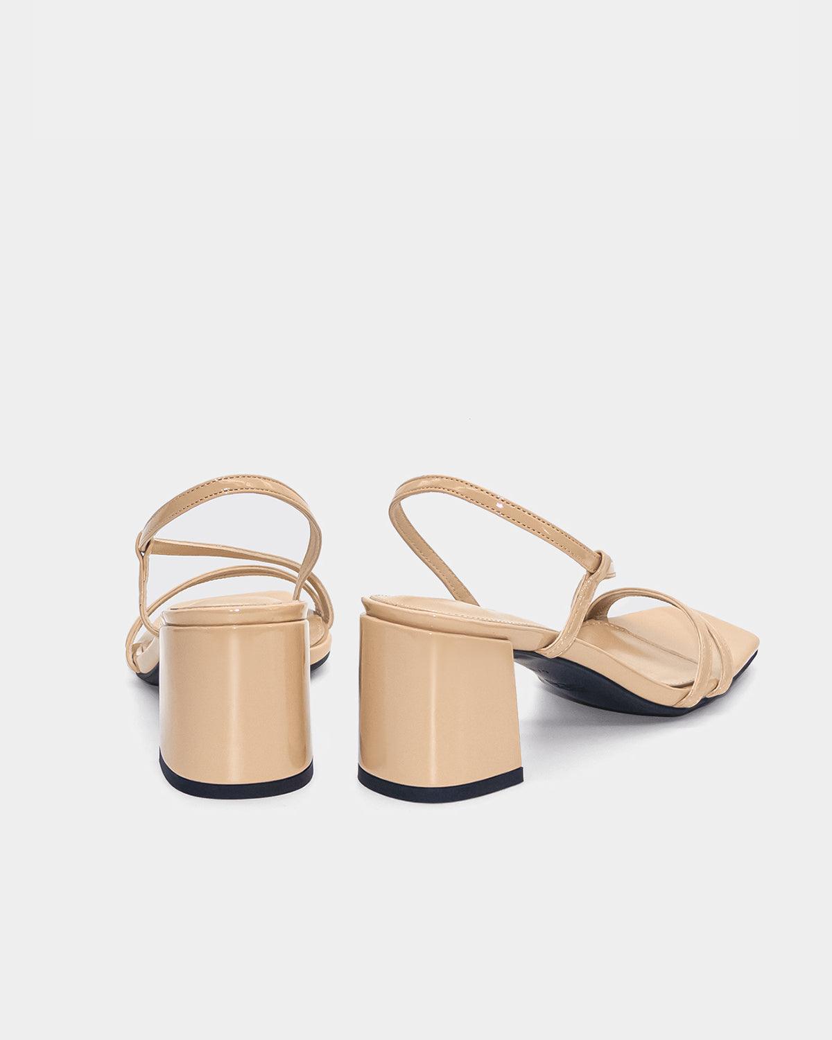 Beige block heel slingback strappy sandal Australia