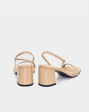 Beige block heel slingback strappy sandal Australia