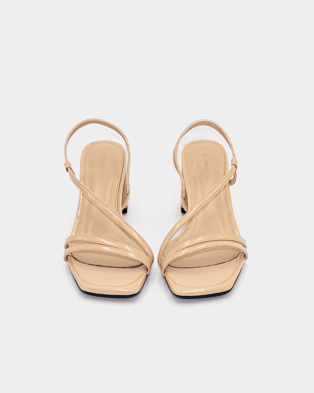 Beige Strappy block heel sandal wide fit Australia