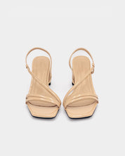 Beige Strappy block heel sandal wide fit Australia
