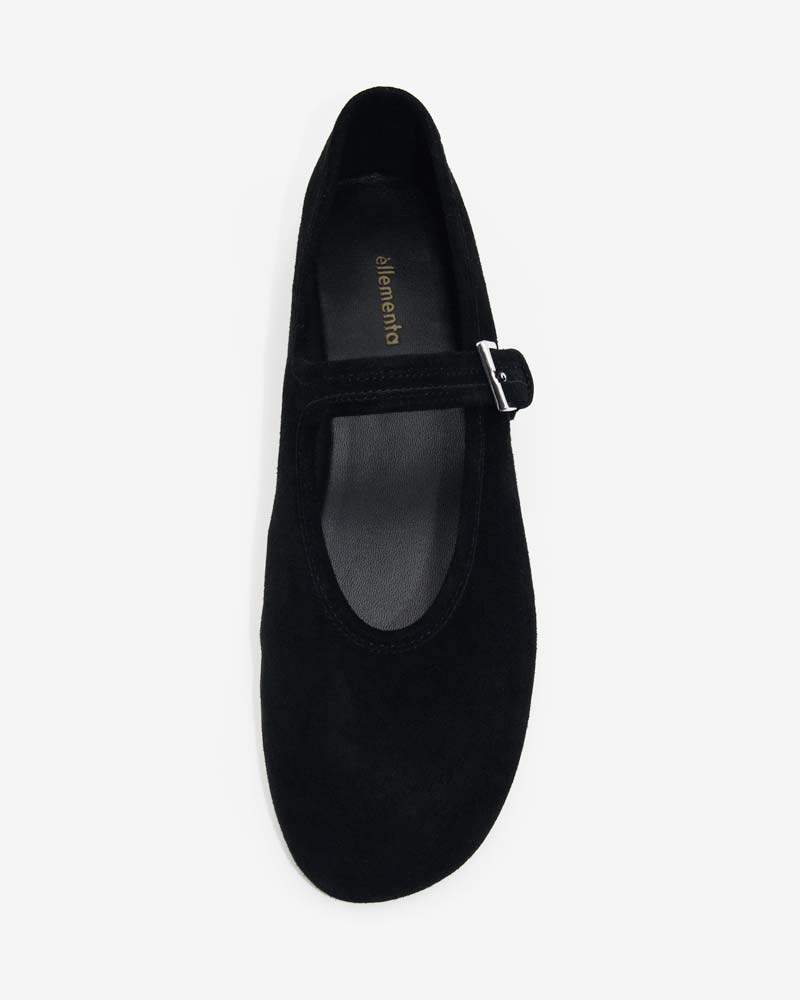 suede ballet flats crafted from black soft and supple leather