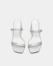 White sandals with cushioned leather footbed