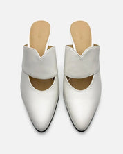 Pair of white mules in leather for women 