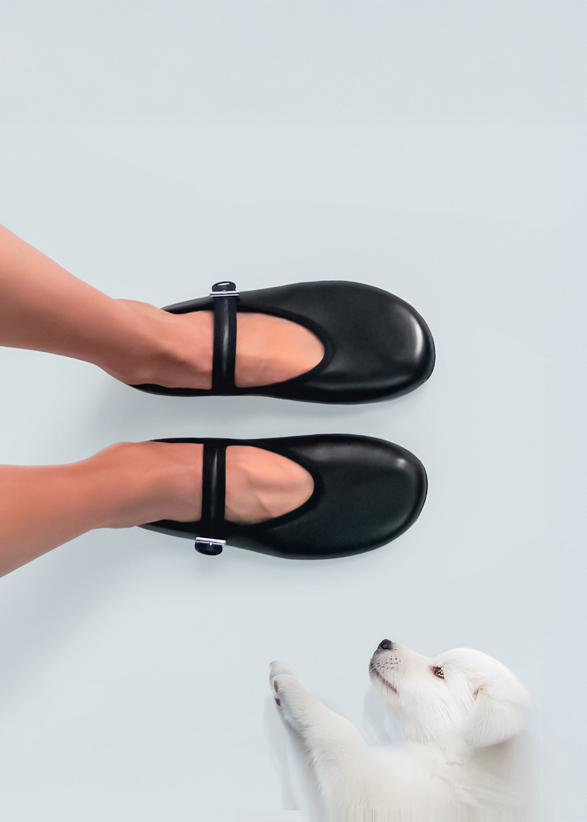 Women's ballet flats with strap in soft black leather Australia