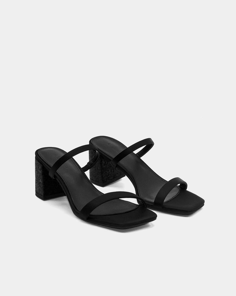 elegant black slides with square toe