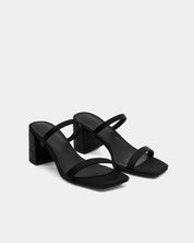 elegant black slides with square toe