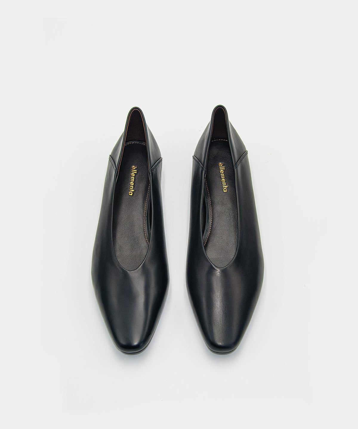 black flats for ladies in premium calfskin leather