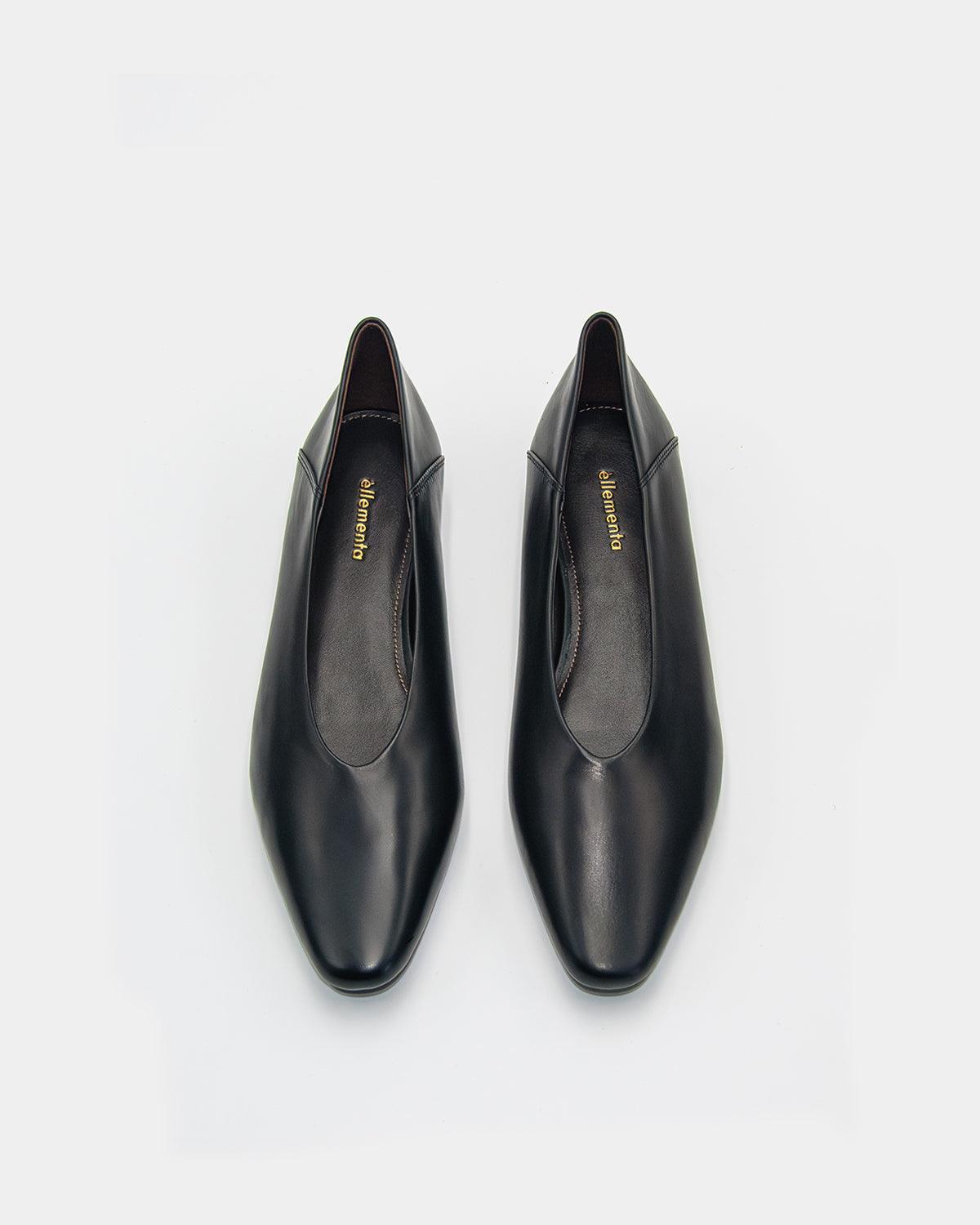 black flats for ladies in premium calfskin leather
