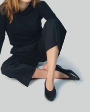 work flats women's ideal choice in black leather with classic style