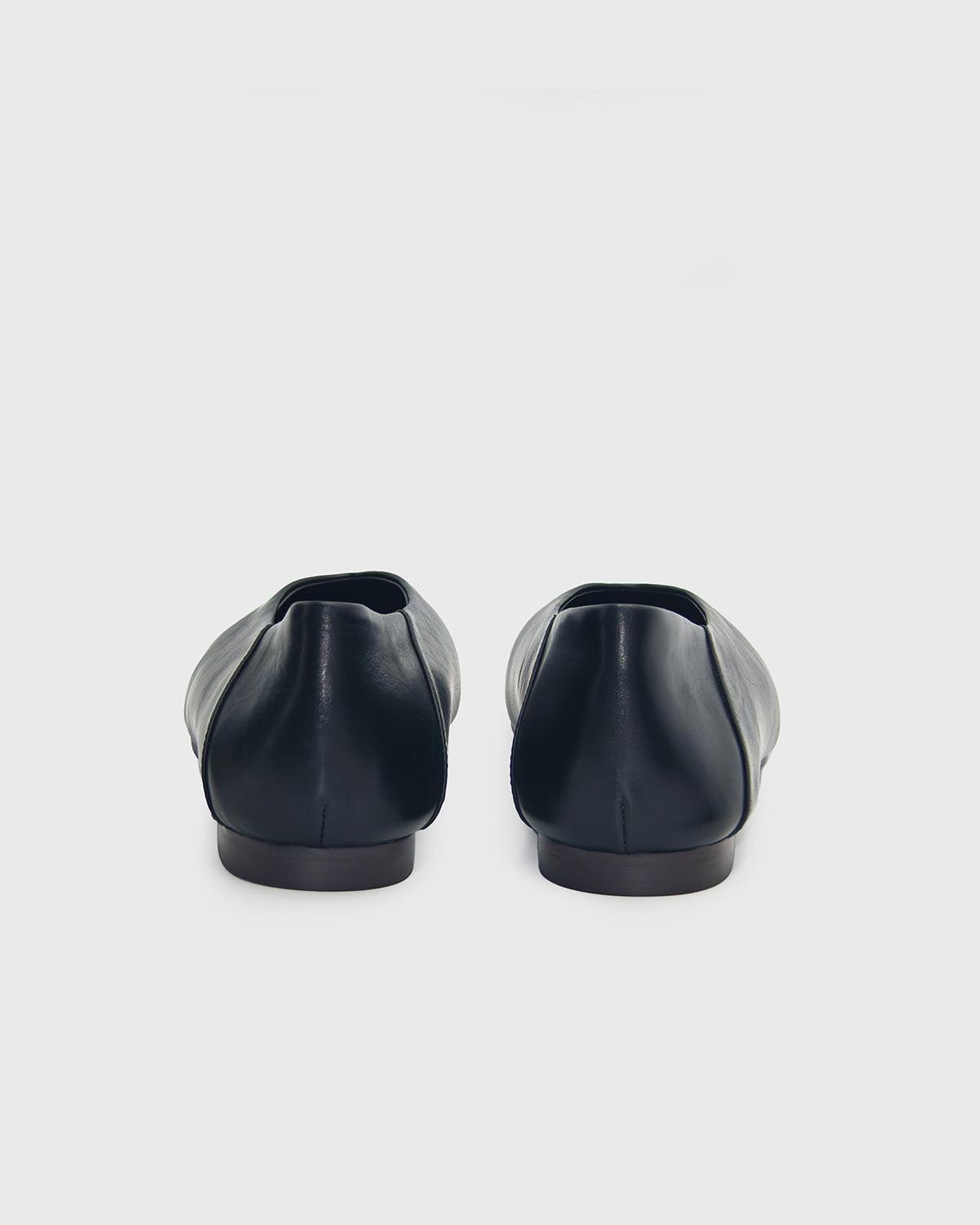 comfortable work flats for ladies in black calfskin