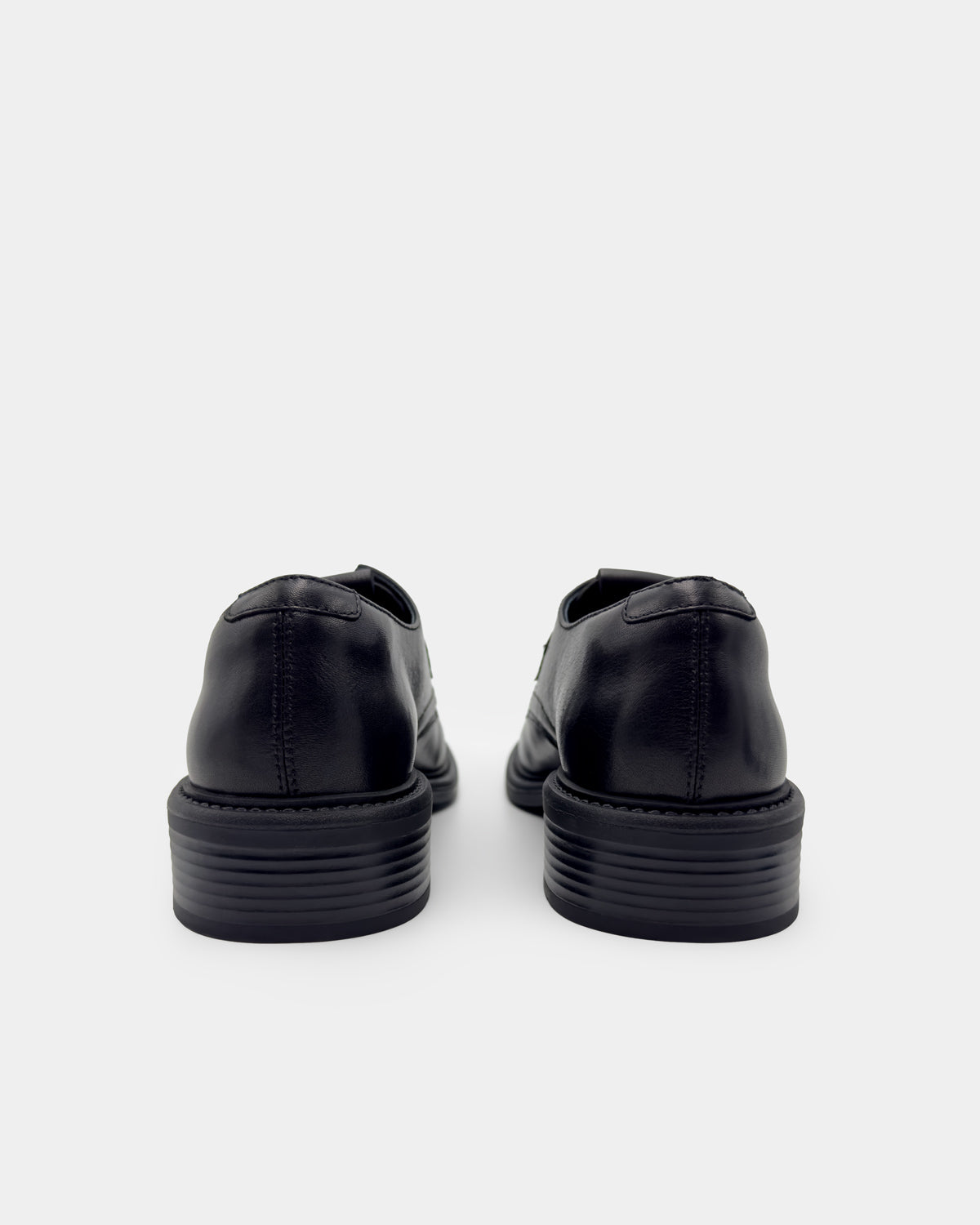 Women's black loafers leather with chunky sole flexible