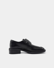 Chunky black loafers for women's work shoes