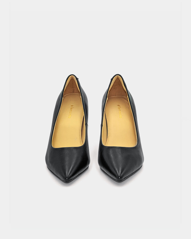 Black comfort heels designed for long hours standing 