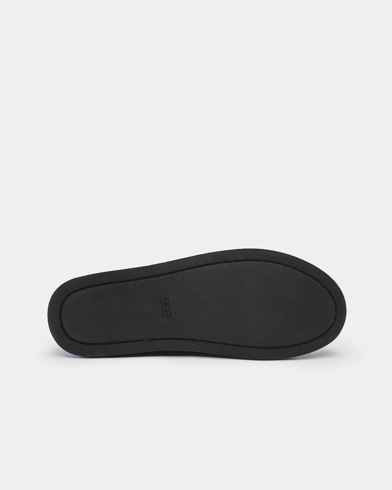 Slip-resistance sole of women's loafers in black leather