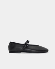 ballet flats with strap in black soft nappa leather for elegant style