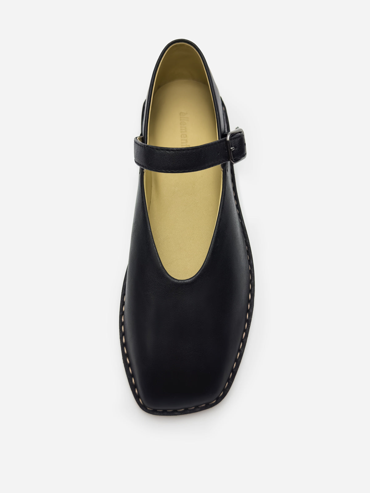 Women's black leather Mary Jane flats cushioned footbed