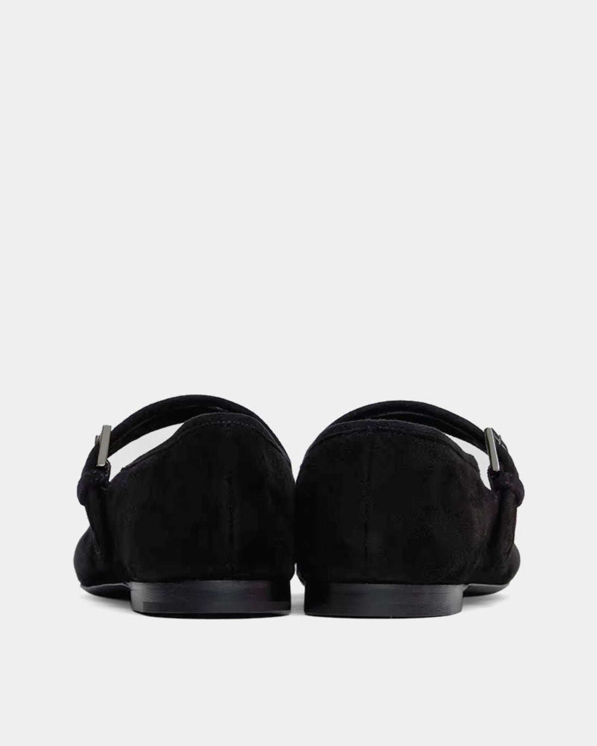 Suede black ballet flats for women cushioned leather outsole