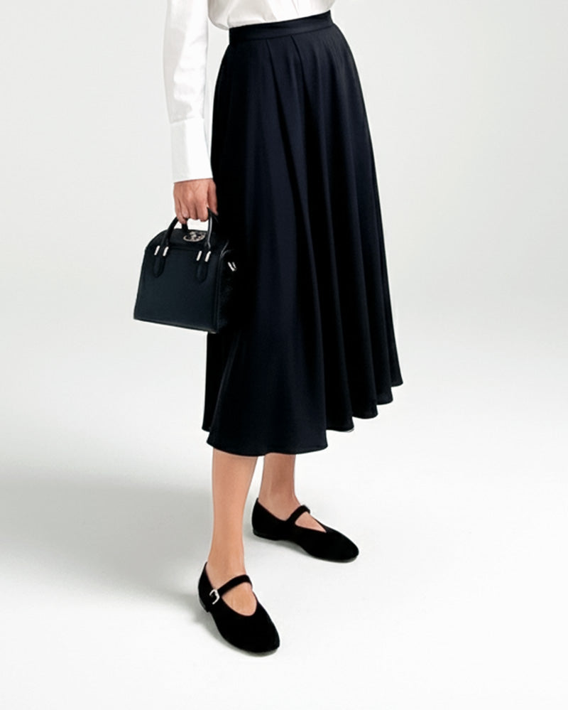 woman wearing black suede ballet flats V-cut vamp elegant for office outfit Australia