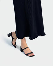 black satin women's slides that are elegant as evening shoes 