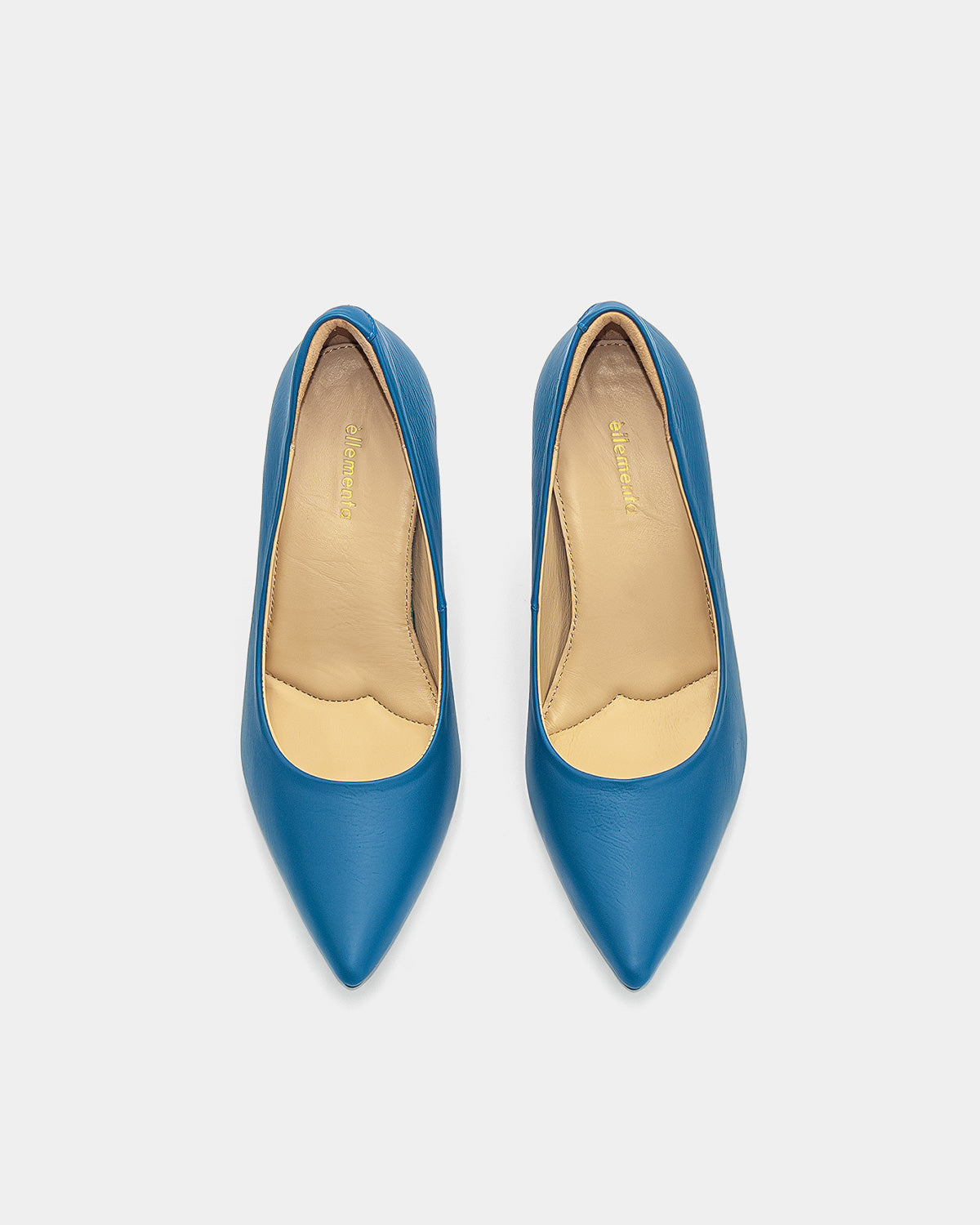 blue heeled pumps with cushioned insole