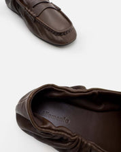 Women's dark brown leather loafers in soft leather by éllementa Australia