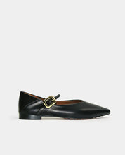 flat mary jane in black calfskin leather that are perfect for polished professional look