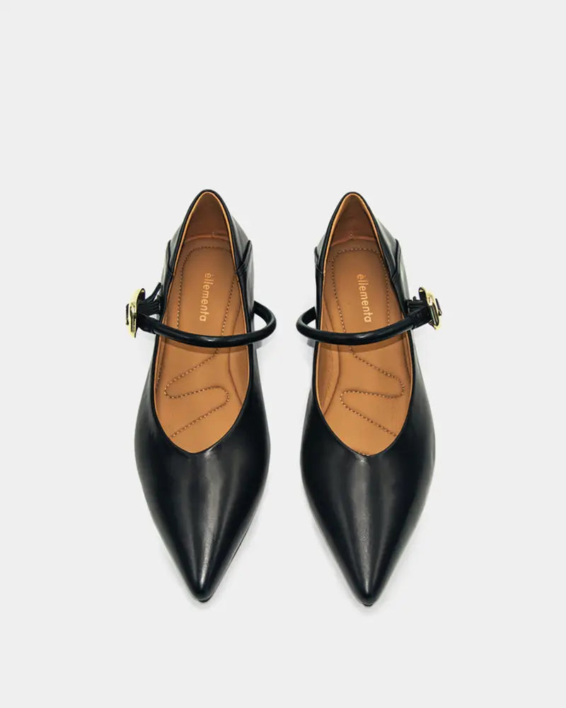 flat mary jane shoes in leather with cushion support for all day comfort