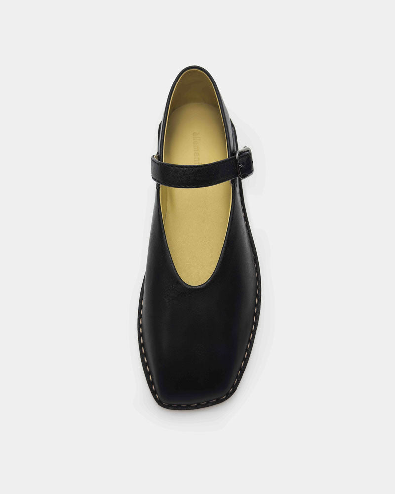 Top view of Mary Jane shoes in black leather 