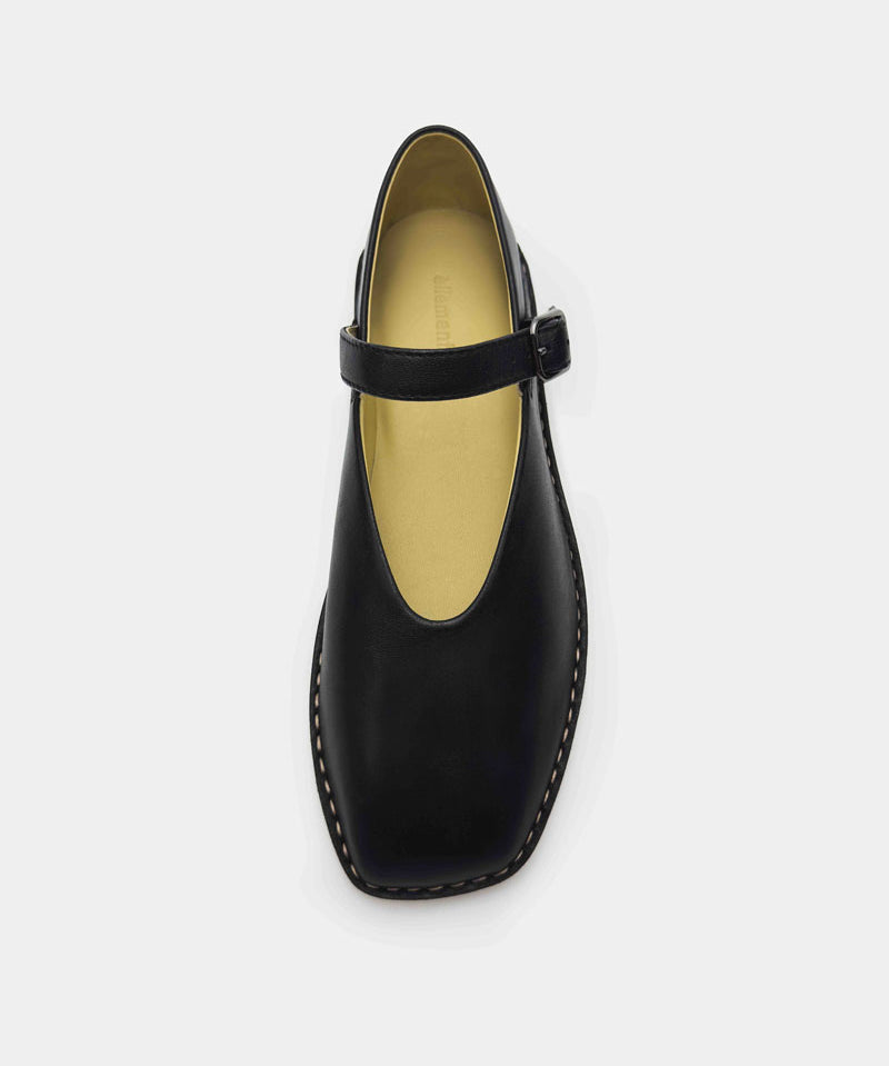 Mary Jane shoes crafted from premium black nappa leather with buckle strap