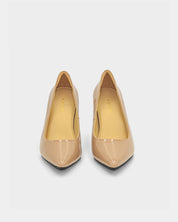 Nude patent heeled pumps with ultra comfort support for all-day wear