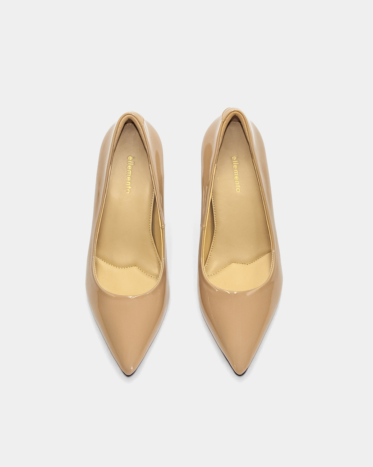 Nude beige comfort heels with cushioned footbed support for long hours standing