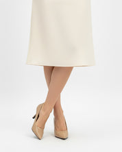 Nude patent comfort pumps with 8 cm heel and hidden platform – formal event and wedding guest heels