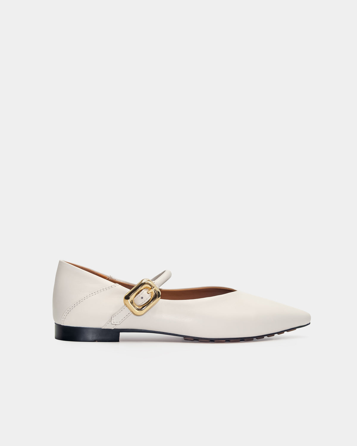 White Mary Jane flats calf leather with adjustable strap 