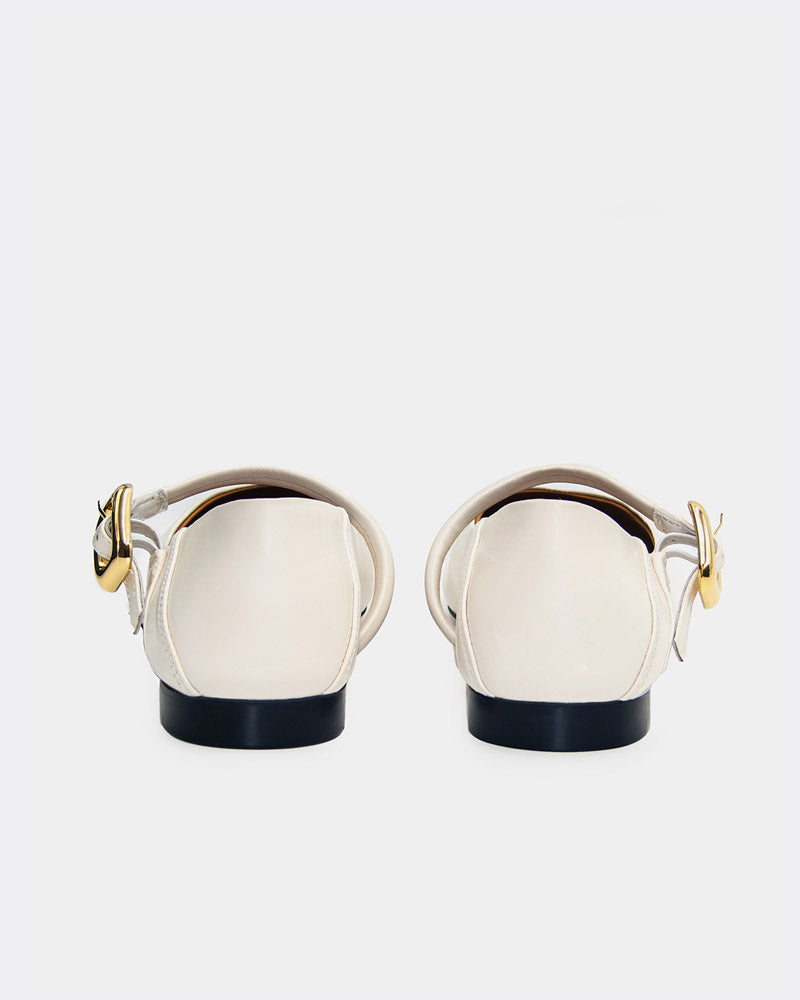 Stylish women’s white leather Mary Jane flats with comfort sole