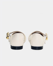 Stylish women’s white leather Mary Jane flats with comfort sole