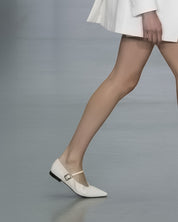 women’s white calf leather Mary Jane flats refined flats office to dinner