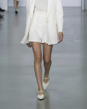 white calf leather Mary Jane flats pointed toe buckle strap women Australia