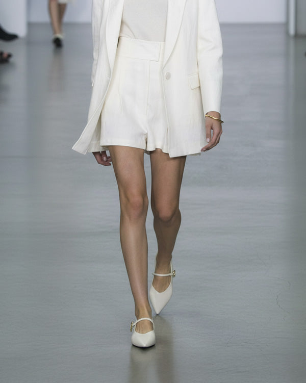 white calf leather Mary Jane flats pointed toe buckle strap women Australia