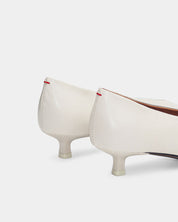 White kitten heels with balanced heel counter 