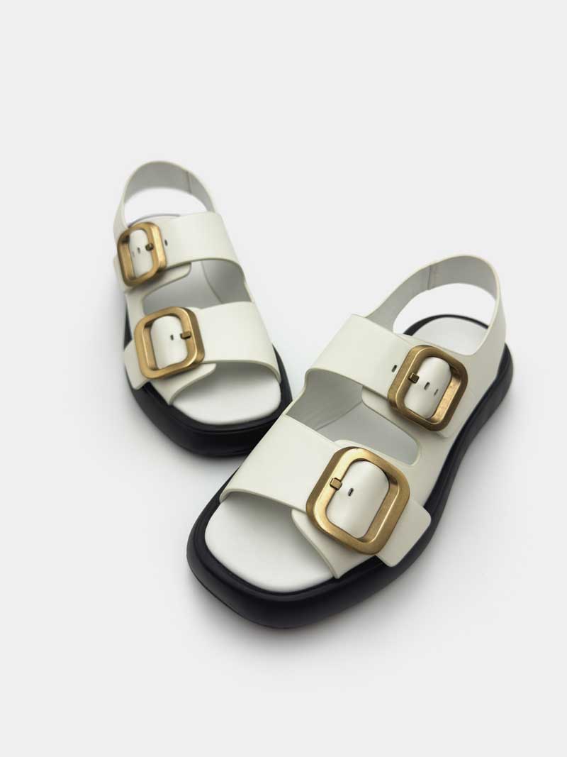 White Leather Platform Sandals