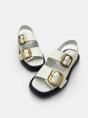 White Leather Platform Sandals