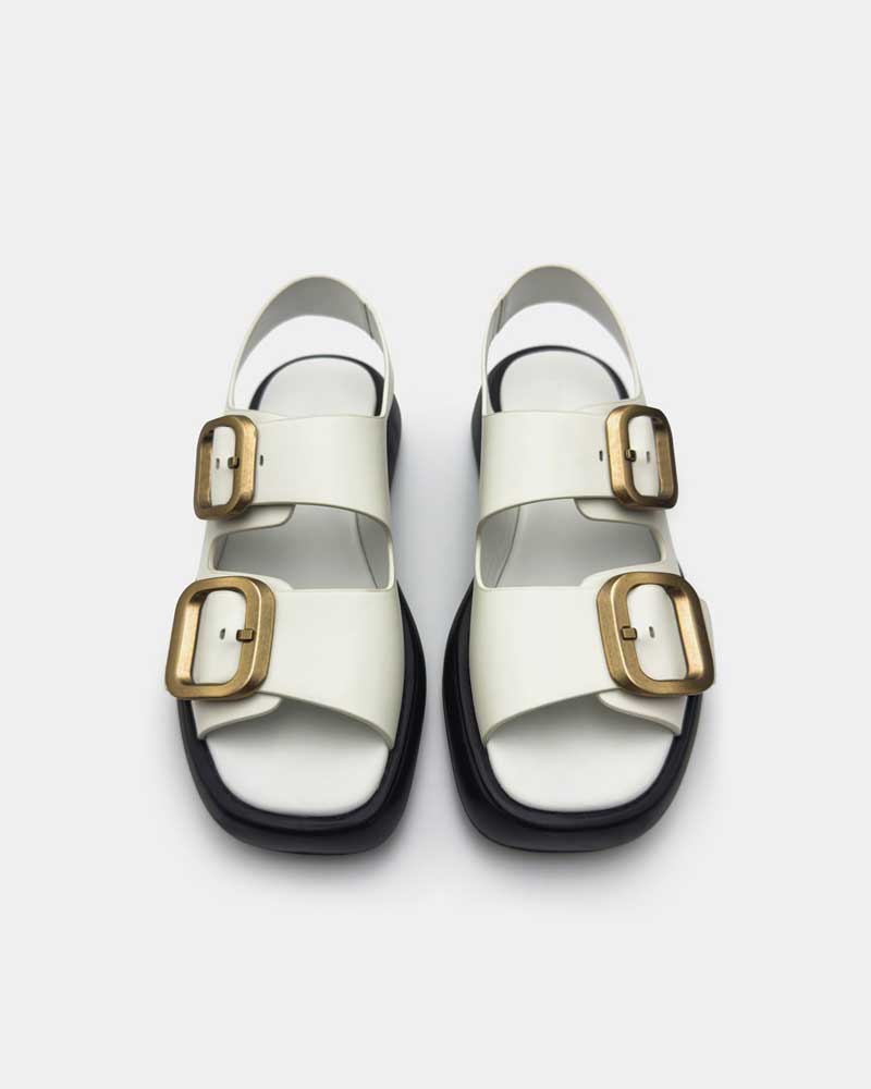 White Leather Platform Sandals